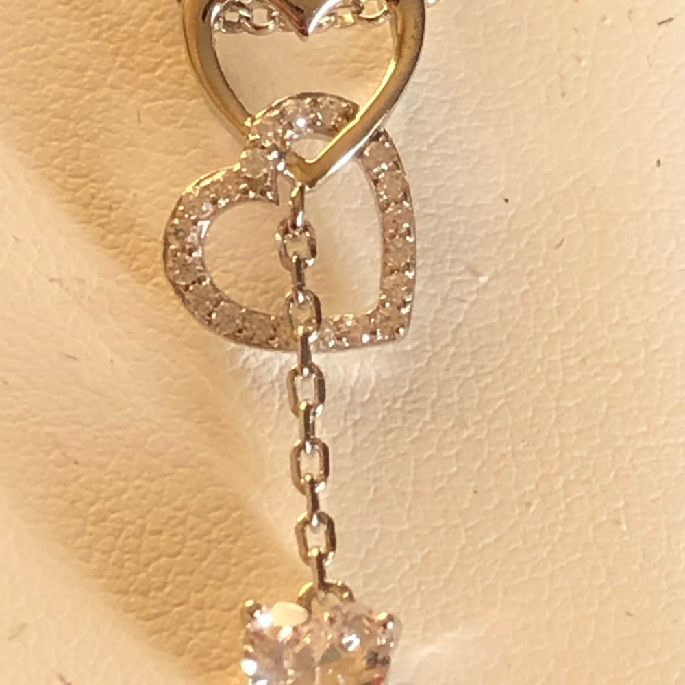 NWOT Sterling Silver 3 Heart Necklace